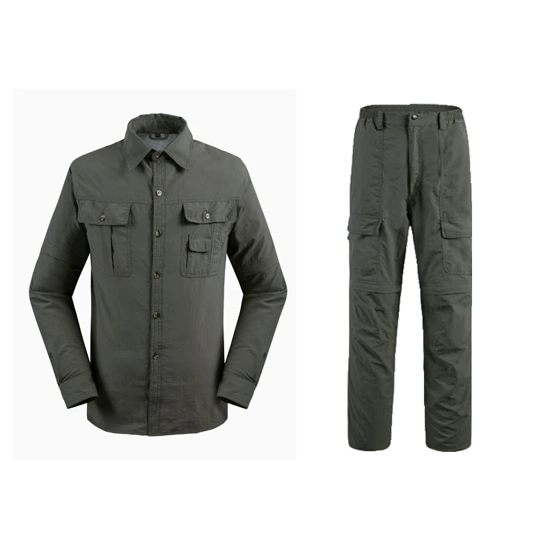 Suit(Army Green) Мужская тактическая рубашка Военные быстросохнущие рубашки мужская одежда Открытый Повседневный костюм походный Кемпинг с длинными рукавами альпинистские штаны - Цвет: Suit(Army Green)