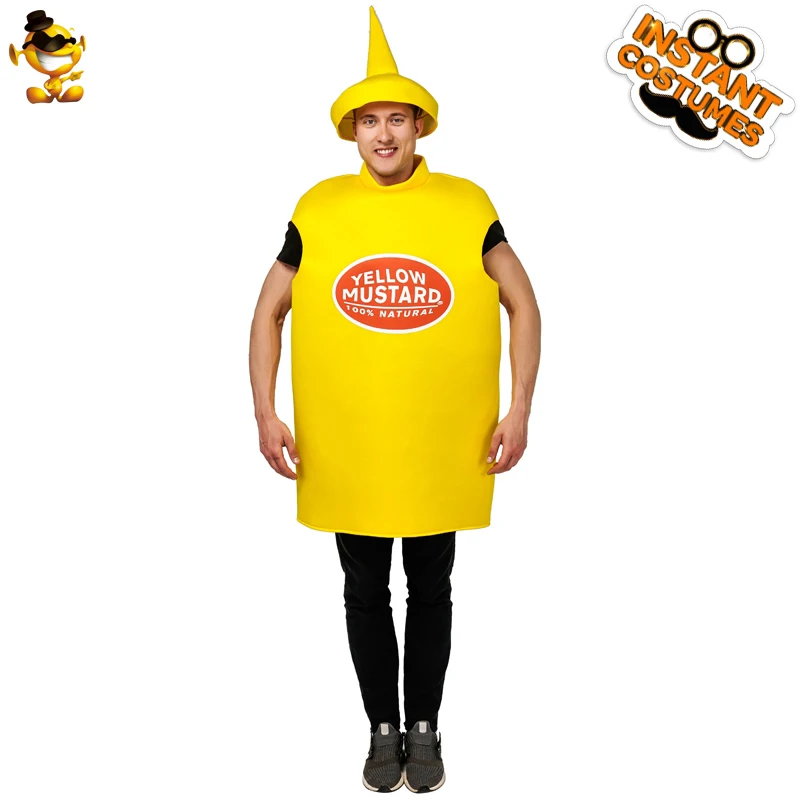 Желтый горчично красный костюм кетчупа для пары карнавал косплей вечеринки