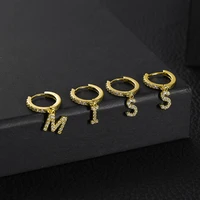 initial a z letter crystal dangle earring gold color fashion alphabet hoop earings women 2020 new trendy mujer moda hiphop rock