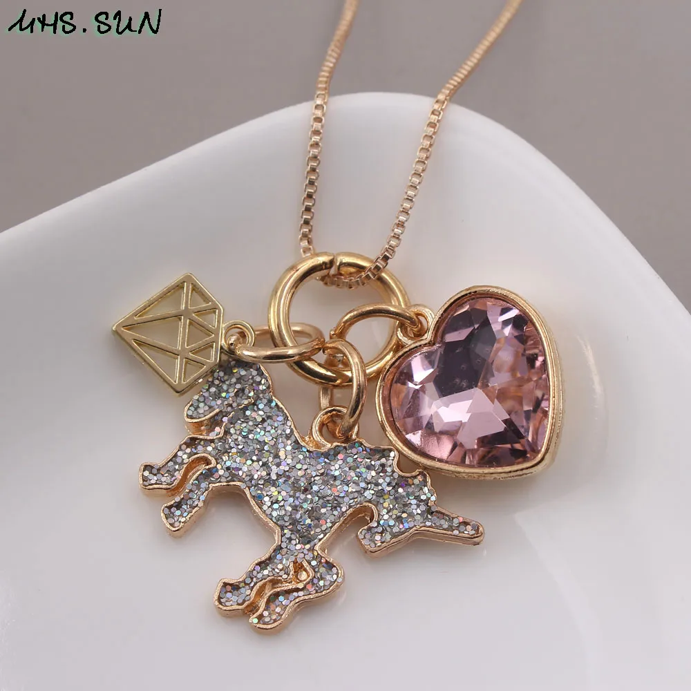 Ожерелье MHS.SUN для девочек с подвесками в виде единорога модная детская