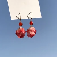 romantic flower pendant tassel earrings korean sweet girl fashion simple earrings acrylic tide earrings