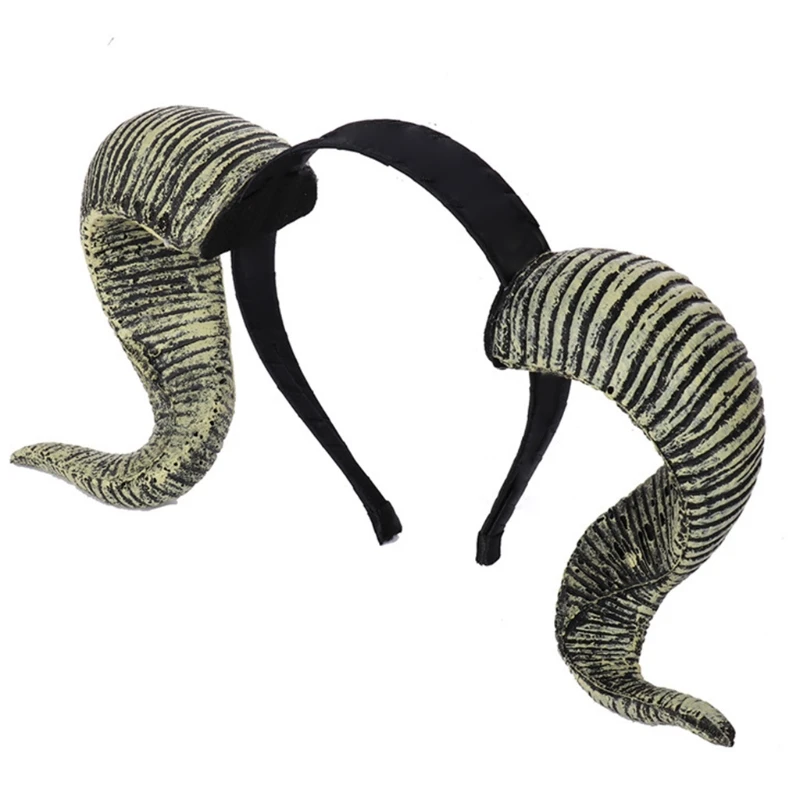 Женский обруч для волос готический с искусственной антилопой и рогом овцы