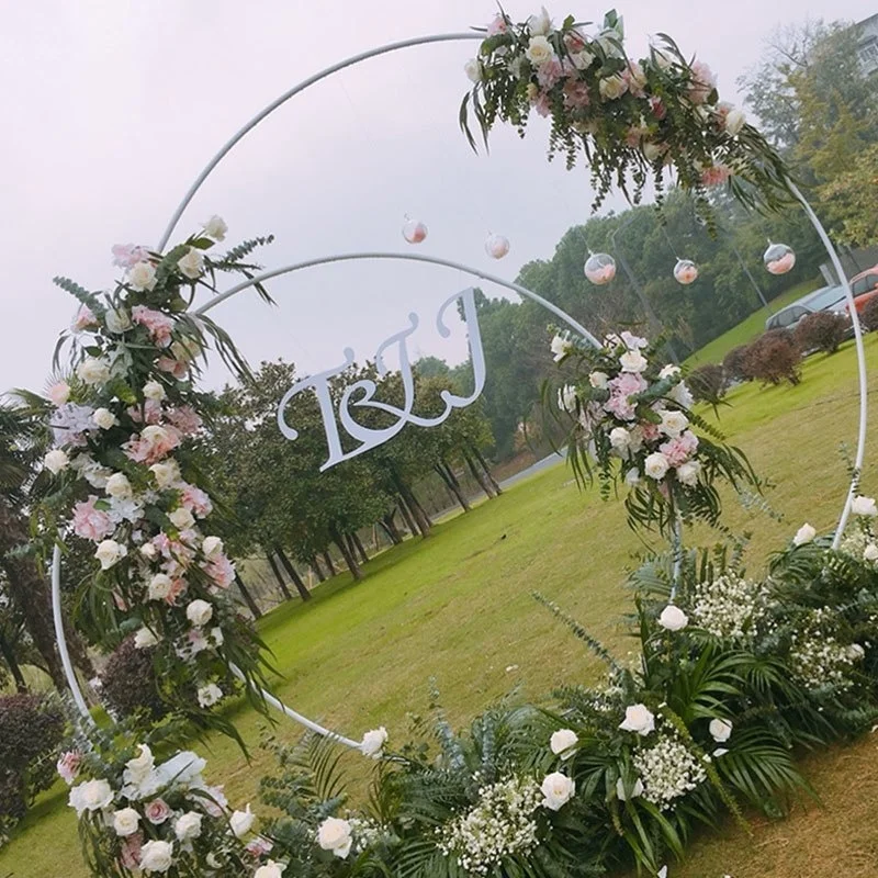 

2M Wedding Background Arch Circle Wrought Shelf Decorative Props DIY Round Party Stage Setting Shelf Flower with Frame
