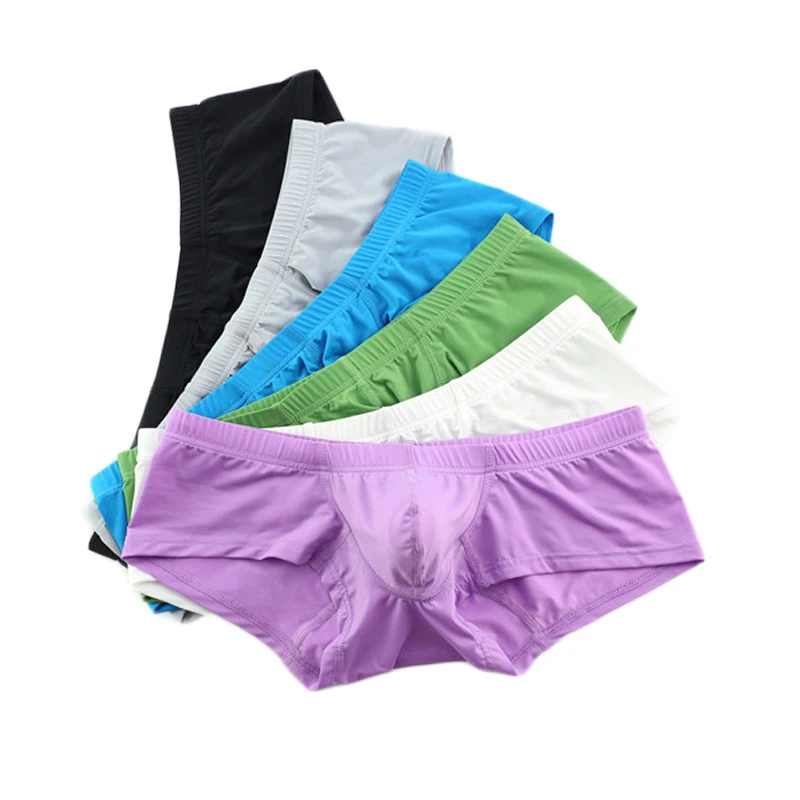 

6PCS Sexy Underwear Men Boxers Shorts Nylon Ice Silky Man Sexy Cueca Small Boxer U Convex Pouch Male Gay Underpants Low Waist