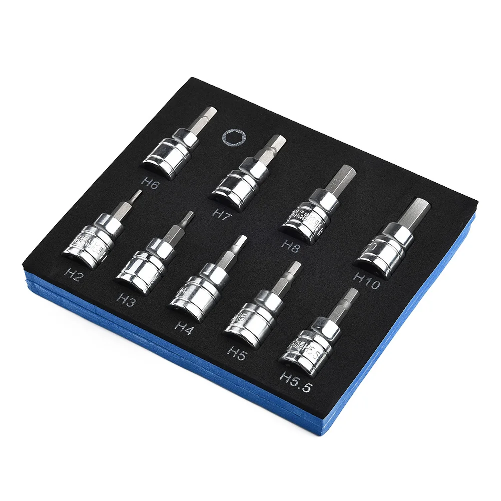 

9pcs Wrench Inner 6-angle Screwdriver Sleeve Inner Hexagonal Drill Sleeve 3/8 \"drive And Drill Metric 2-10mm Sleeve Tools