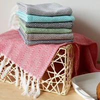 2pcspack tea towel with tassels cotton napkin tableware cleaning cloth kitchen dish towel 40x60cm 15 7x23 6