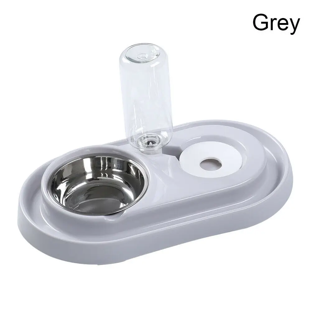 Grey Кошачья миска для собак подачи воды 2 в 1 для домашних животных кошки питьевой воды фонтан собаки Еда диспенсер для подачи воды станция Чаша Блюдо - Цвет: Grey