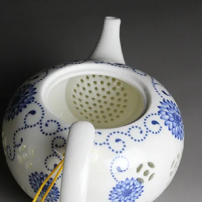 Керамический горшок с отверстиями синий и белый чайный домашний черный чай