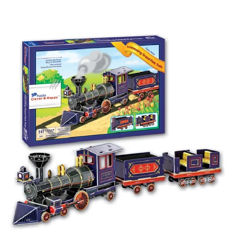 

3D paper puzzle building model toy steam locomotive interesting grand park train world's famous architecture hand work gift 1pc