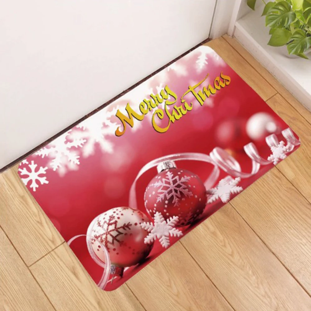 

Christmas themed Carpet Hot Sale Christmas Floor Mat Snowman Santa Claus Flannel Carpet Rug Non-Slip Xmas Decoration