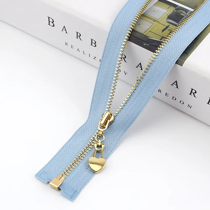 light blue 2/5 шт. металлическая молния 3# с открытым концом 40/50/60/70 см с золотыми зубьями для застежки-молнии для сумки кошелек пуховик, куртка, юбка, Костюмы аксессуар ZA038 - Цвет: light blue