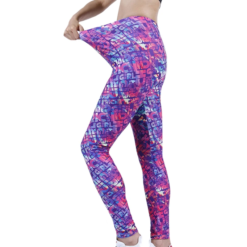 YSDNCHI High Stretch Leggings Exercise Rose Letter Printed Fitness Jeggings Ladies Yuga Pants Sports Sexy Push Clothes