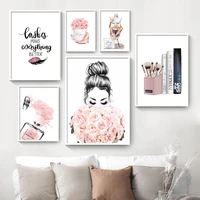 nordic wall art canvas painting lashes black lips women poster print simplicity perfume books picture modern salon beauty decor