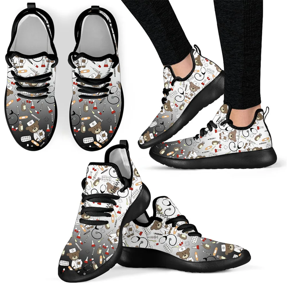 Летние модные сетчатые спортивные кроссовки HYCOOL унисекс с принтом медведя