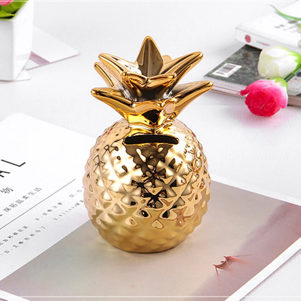 Керамическая копилка с ананасом для монет денег подарок детей домашний стол