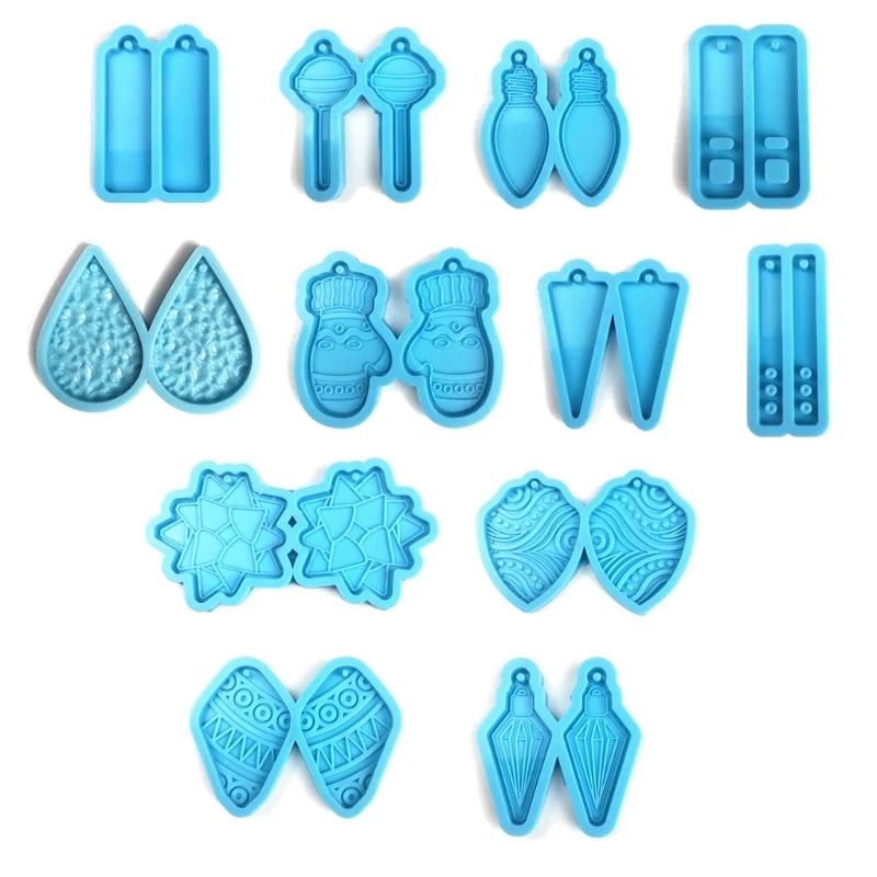 

12 Styles Earrings Pendant Making Mold Earrings Epoxy Resin Casting Silicone Molds Jewelry Making Tools Resin Craft Tool X4YA