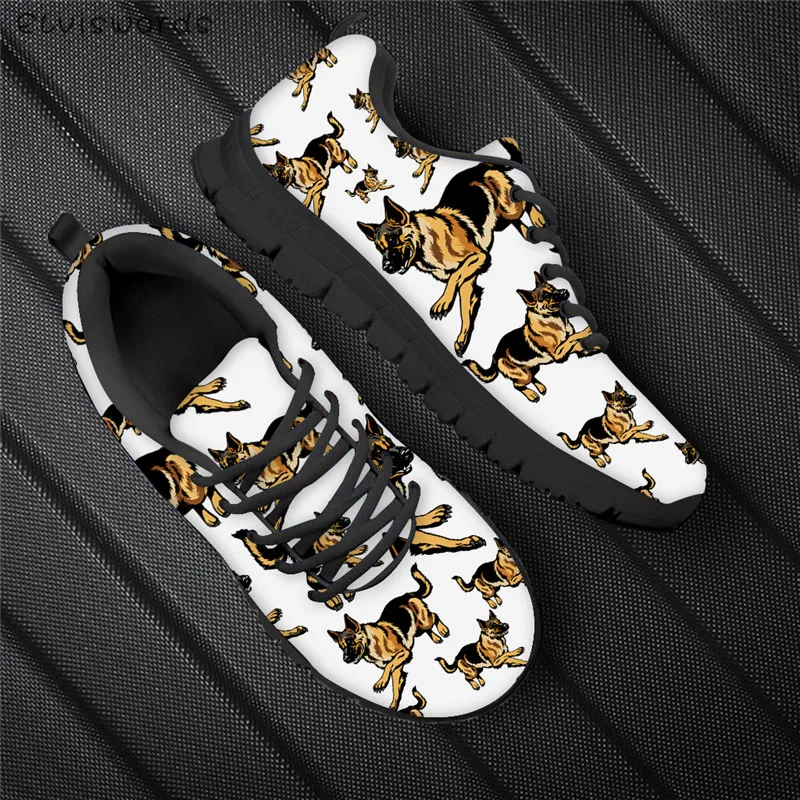 ELVISWORDS/Женская обувь на плоской подошве с принтом немецкой овчарки весенние