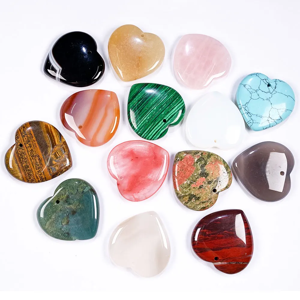 

Natural Stone Hearts Shape Pendant Quartz Crystal Pendants & Necklace Reiki Healing Women Jewelry Gifts DIY necklace accessories