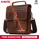 Сумка на плечо KAVIS мужская из кожи Крейзи Хорс, винтажный мессенджер, качественная саквояж кросс-боди с именной гравировкой