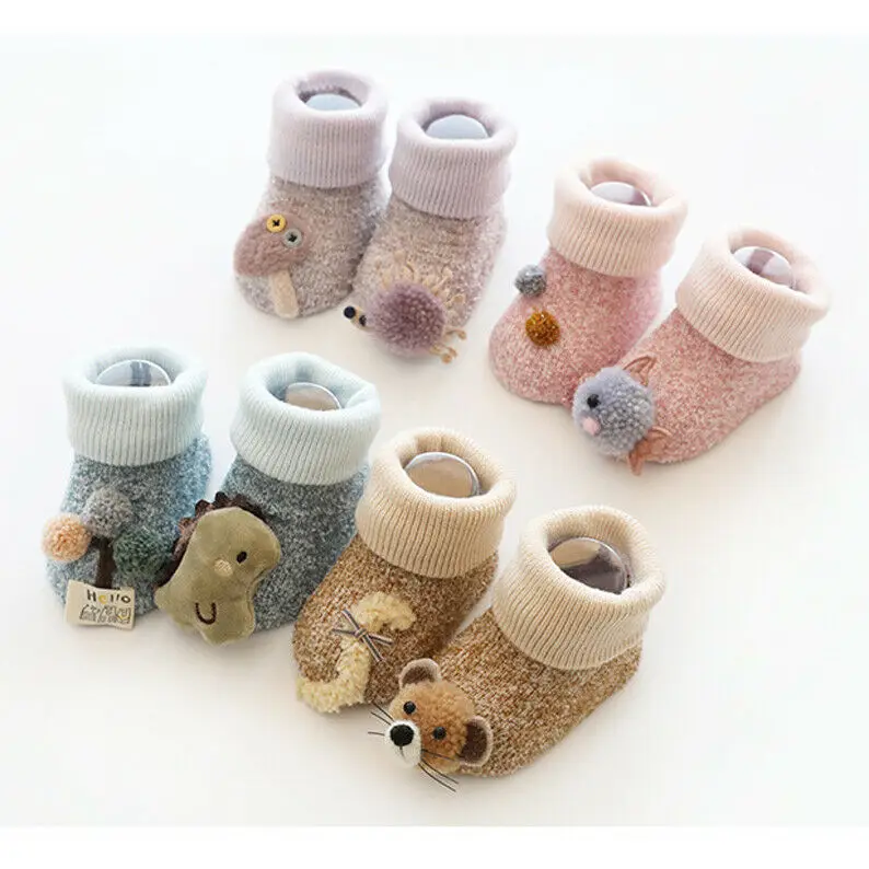 Emmababy Нескользящие зимние теплые носки с мягкой подошвой для новорожденных