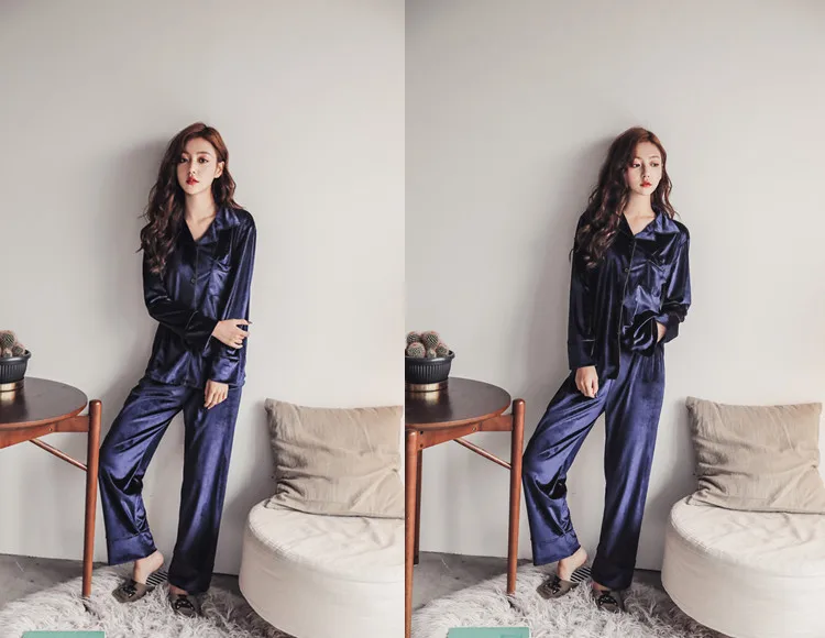 2019 осенне зимние золотые бархатные пижамы для женщин сексуальный пижамный