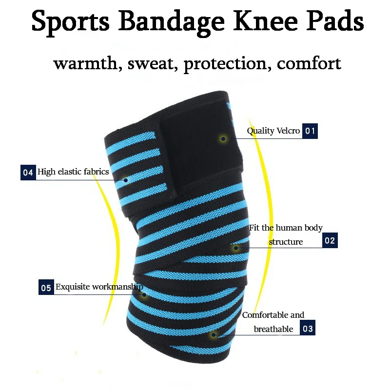 

2PCS Winding Wrapping Knee Pads Bandage Leg Protector Compression Squats Weightlifting Kneelet Gym Fitness Knee Protective Gear
