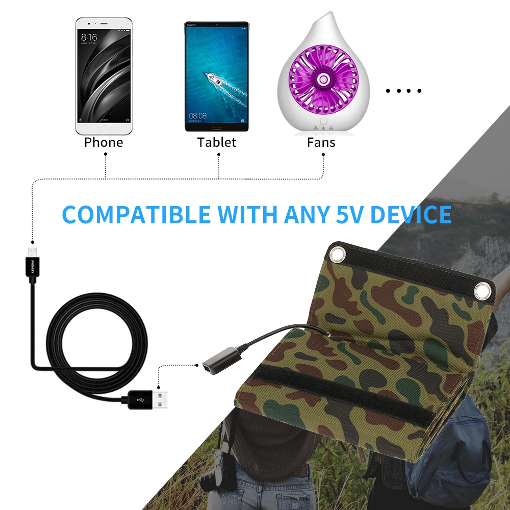 10W/5V Порты и разъёмы в состоянии Солнечный Зарядное устройство с USB складной 5