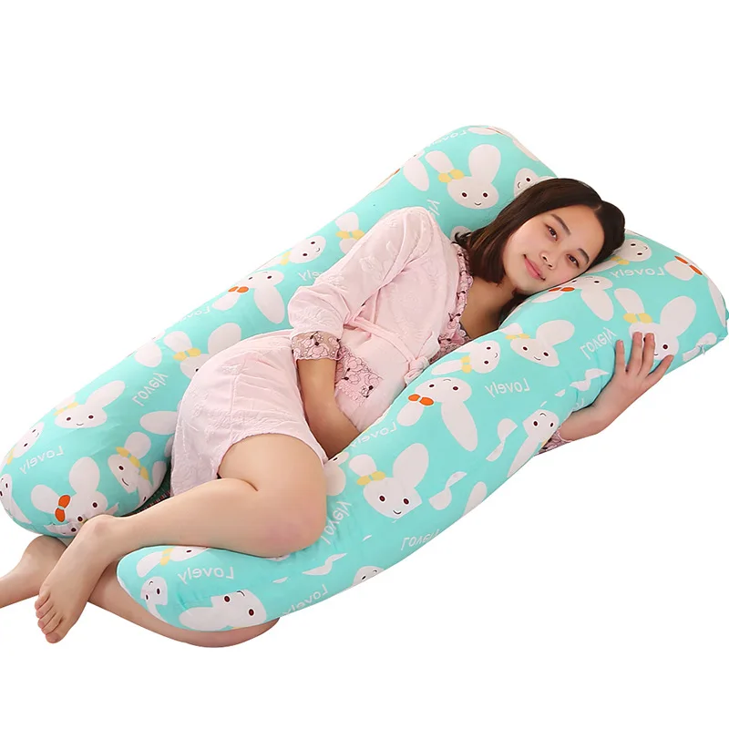 

Sleeping Support Pillow For Pregnant Women Body PW12 100% Cotton Rabbit Print U Shape Maternity Pillows Pregnancy Side Sleepers