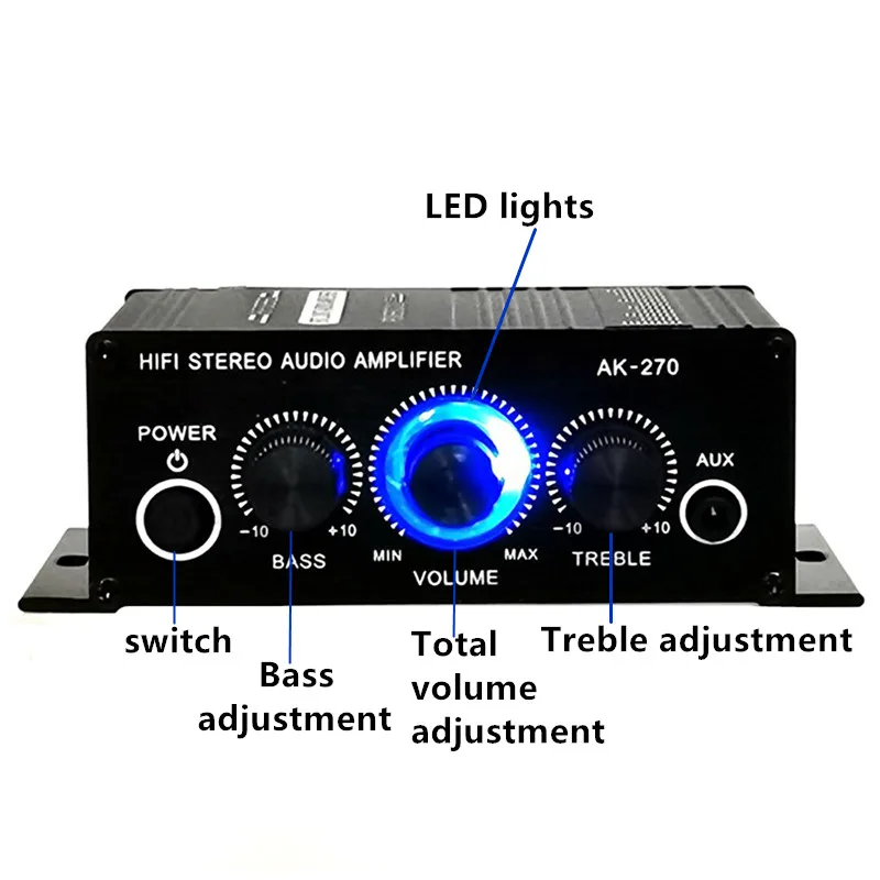 

Aluminum Alloy Stereo Audio Dual Channel Booster Auto Mini Power Amplifier DC 12V Easy Install