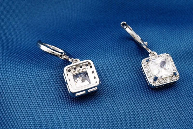 

Yunkingdom Wedding Jewelry Sets for women Classic Square Bride Engagement Earrings Rings Sets Wholesale LPG13