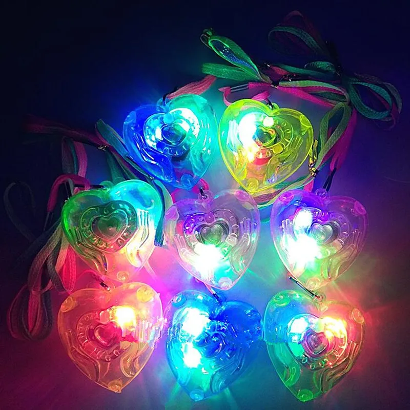 Collar con luz LED parpadeante para ni&ntilde;os, collares brillantes, suministros de fiesta de cumplea&ntilde;os, coraz&oacute;n de amor, novedad de 2021-4