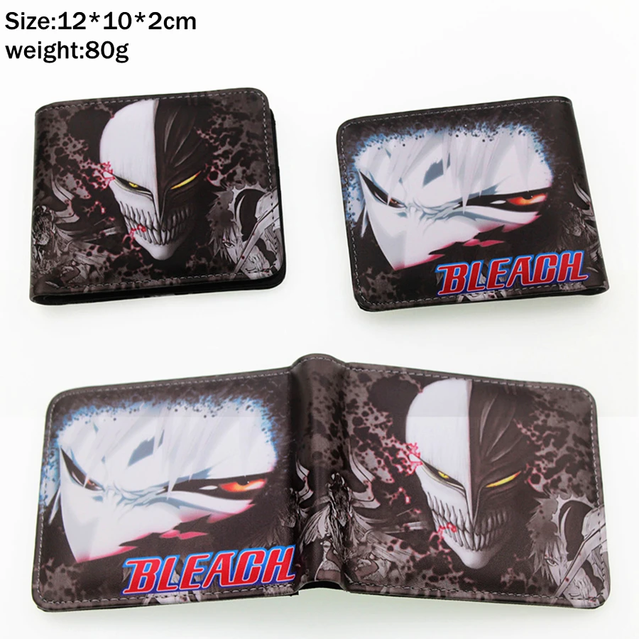 Anime Bleach Kurosaki Ichigo Pu wallet Boys Girls zipper Coin Pocket Short Bifold Photo Card Holder Layers Leather Purse Gift