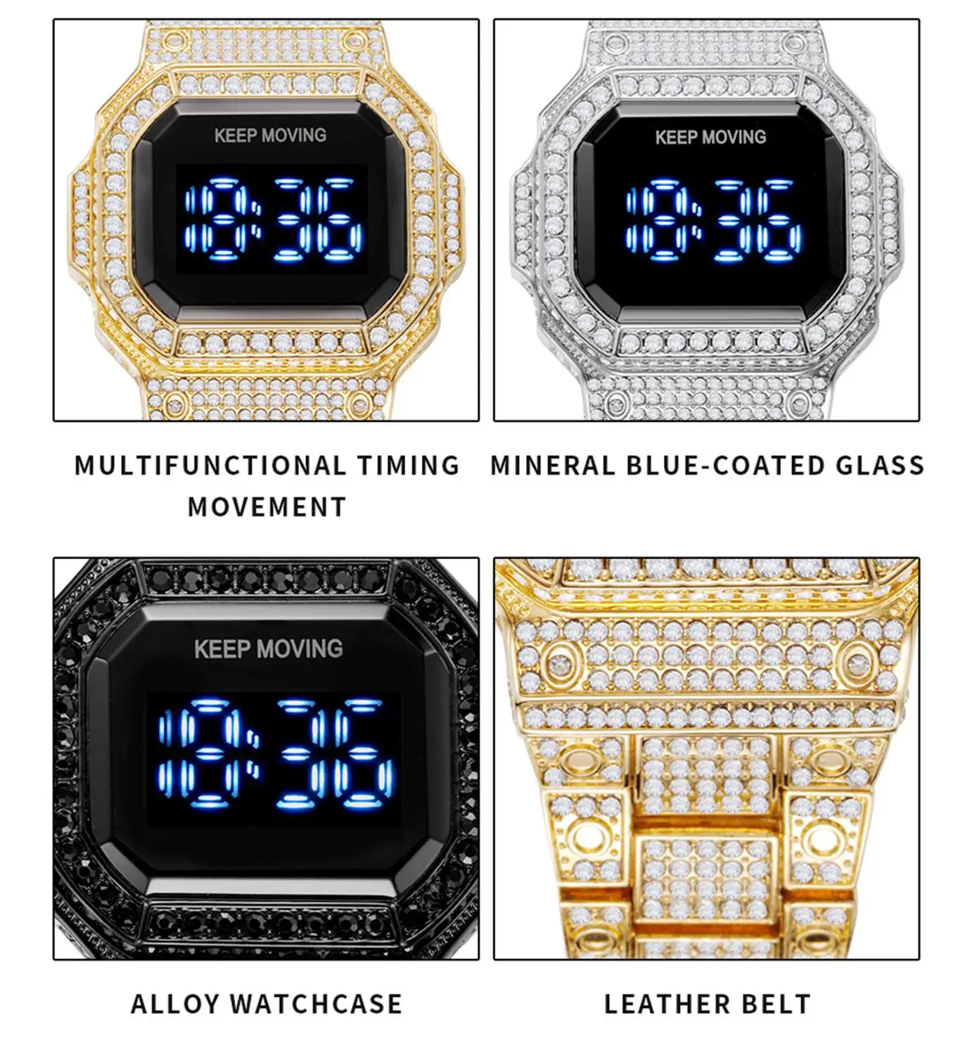 

Explosive LED Touch Screen Electronic Watch Inlaid Diamond Calendar Quartz Watch Couple Watch LED Men Watchs Relogio Masculino