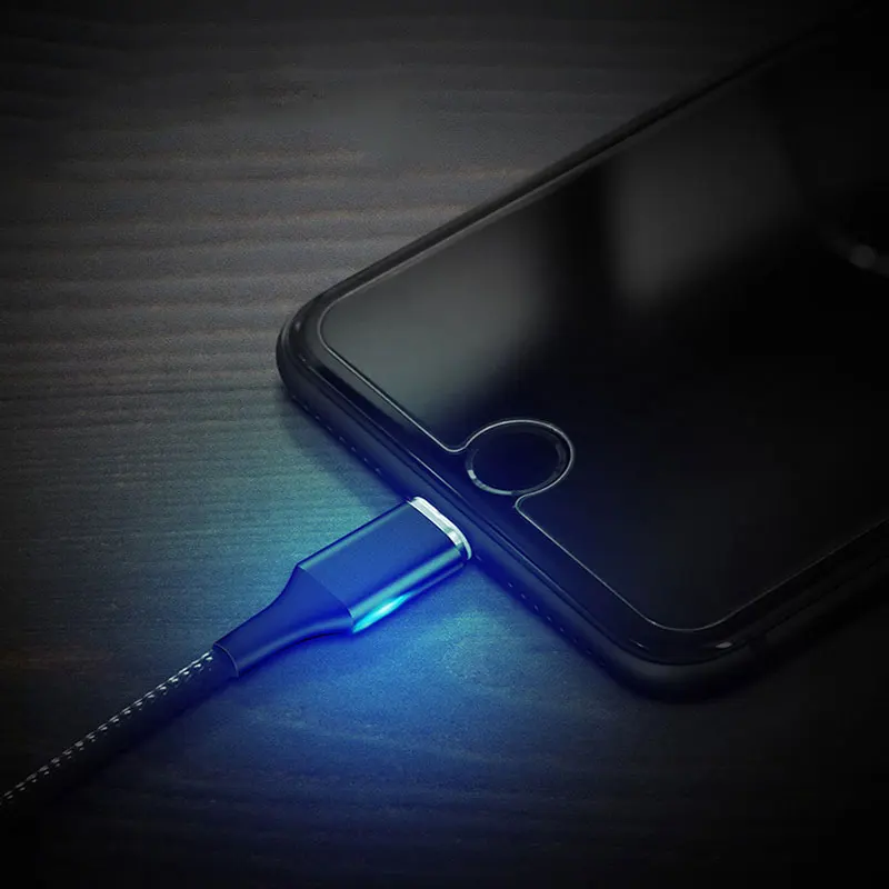 Usb-кабель Магнитный светодиодный свет 2M 3A кабели для зарядного устройства USB для IPhone Xs Max IPhone6s7s8x Plus Ipad Mini 1 2 3 4 зарядное оборудование