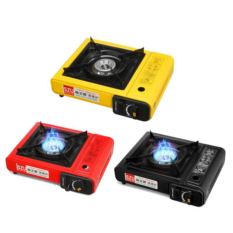 Желтый открытый портативный кассета газовая плита ветрозащитный дикий газ