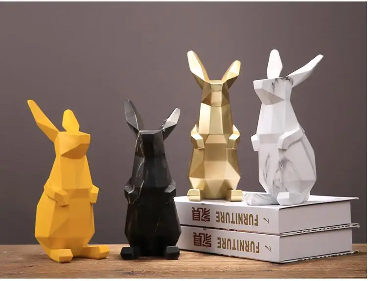 Европейские, полимерные геометрические Lucky Rabbit маленькие украшения, открывающие подарки на новоселье, домашняя мебель, гостиная/офис, Ремесла, Декор