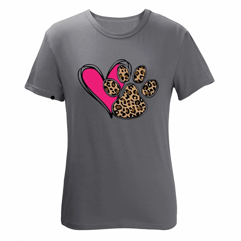 

Женские модные повседневные ко Дню Святого Валентина любовь с леопардовым принтом: Детская футболка с короткими рукавами