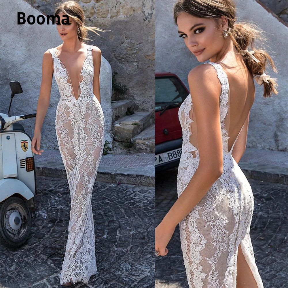 Женское свадебное платье в пол Booma кружевное с открытой спиной и глубоким