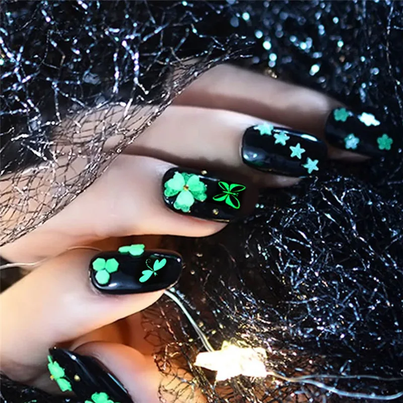 1 sheet Glow in the Dark Lovely Nail Art Water Transfer Stickers Decals Decoration Butterfly Design Luminous Decorations | Красота и