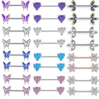 Комплект из 2 предметов, в виде капель масла Бабочка пирсинг груди нержавеющая сталь Модный чехол с изображением сердечка цветка образный ниппель ювелирные изделия кольцо для пирсинга