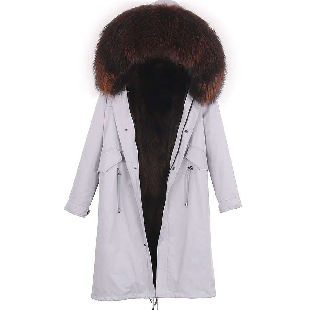 Men's Winter Stylish Jacket Long Russian Man Coat Real Fox Fur Liner Natural Raccoon Fur Collar Hooded Thick Warm Streetwear