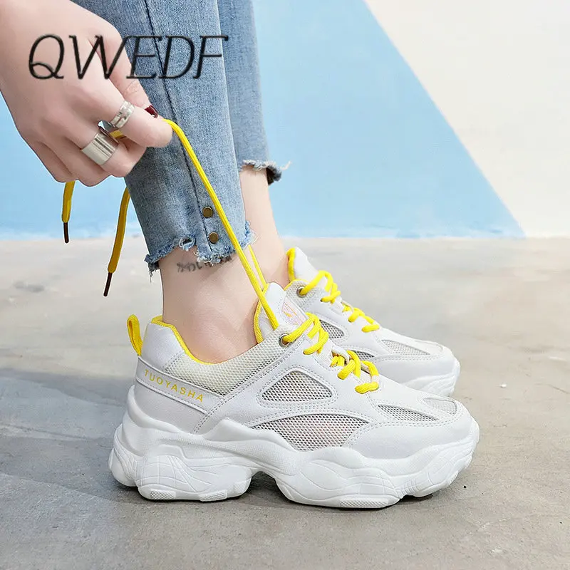 QWEDF/Модные женские кроссовки Harajuku; спортивная обувь на буферной платформе с вентиляцией; спортивная прогулочная YN-29