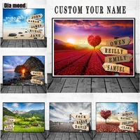 5d diy diamond painting custom name personalized name road sign full drill diamond embroidery anniversary gift home decor