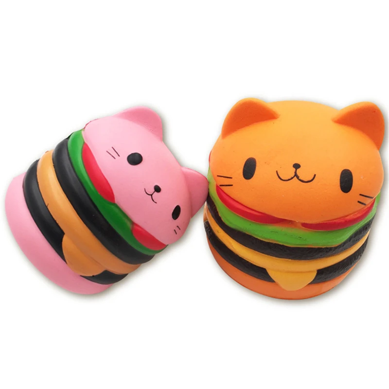 

Cartoon Cat Burger Squishes Toy Squishy Slow Rising Squeeze Toy Charm Stress Reliever Toys for Children Stress Squeeze toy