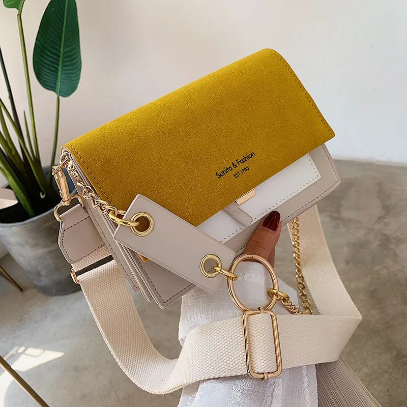 

2020 New Mini Handbag Women Simple Style Messenger Bag Fashion Ins Super Fire Retro Wide Shoulder Strap Messenger Wallet