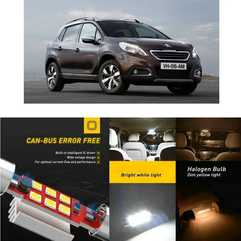Светодиодные внутренние Автомобильные фары для Peugeot 2008 cu estate 3008 mpv 0u suv m 4008