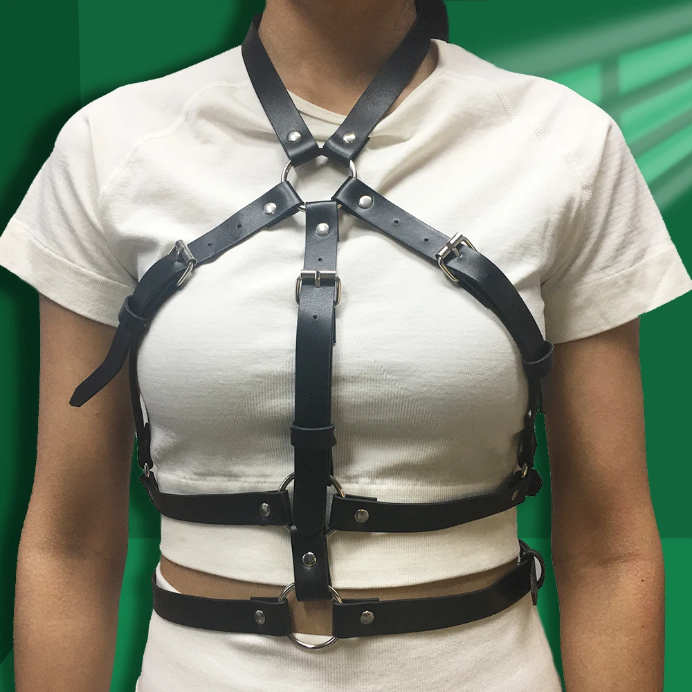 BAFEI Handmade Chest Cage Leather Harness Women Sexy Body Bondage Lingerie Erotic Gothic Garter Belt Fetish Hot Goth Crop Top