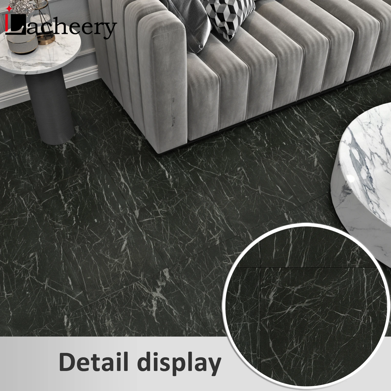 

Waterproof Oil Proof Marble Tiles Floor Sticker Self-adhesive Durable Walls Ground Tiles Panels Decals Anti Slip Easy to Install