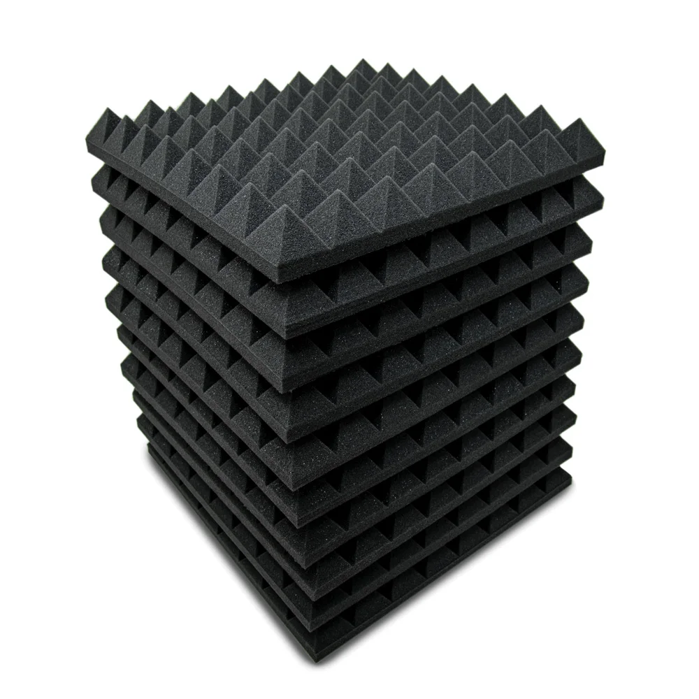 

10 PCS Pyramid Acoustic Sound Absorbing Foam Fireproof Studio Foam 30 X 30 X 5cm