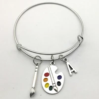2020 new painter palette oval tool brush colors bracelet draw letter a z entrepreneurial bracelet personalizeds gift for painter